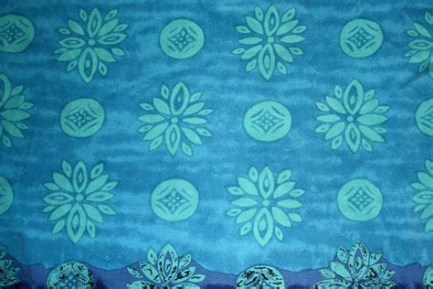 Blue Fabric Texture With Teal Flowers And Circles Picture Free