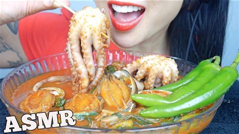 Asmr Spicy Seafood Octopus Abalone Eating Sounds No Talking Sas Asmr Youtube