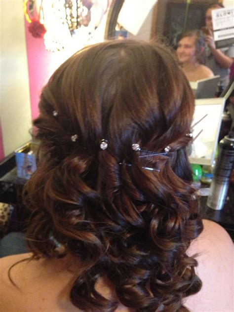Some of the short hairstyles that you can wear in any ball party are; Did my friends hair for a ball, cute! | Ball hairstyles ...