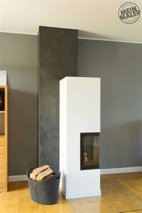 Publish your tap lists and. Wohnzimmer Kamin Gestaltung Betonoptik dunkles Grau und ...