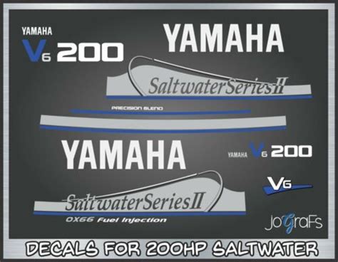 Yamaha Saltwater Ii Precision Blend 200 V6 Outboard Engine Decals Kit