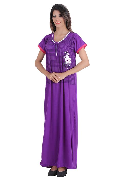 Buy Glossia Purple Cotton Nighty And Night Gowns Online ₹399 From Shopclues