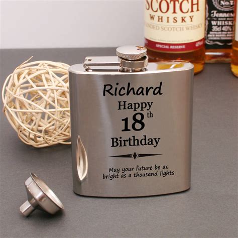 Personalised 18th Birthday Hip Flask T Set By Tsonline4u
