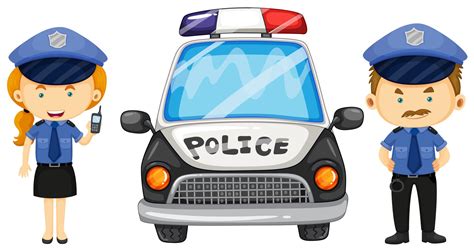 Deux Policiers Près De La Voiture De Police 445935 Art Vectoriel Chez