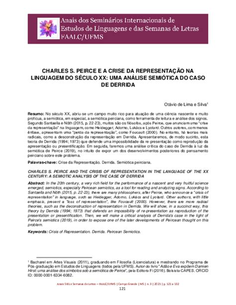 Pdf Charles S Peirce E A Crise Da RepresentaÇÃo Na Linguagem Do SÉculo Xx Uma AnÁlise