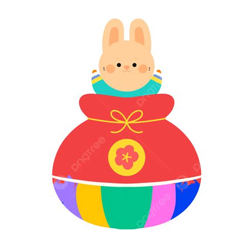 설날 토끼 복주머니 빨간색 한국의 설날 토끼 복대 Png 일러스트 및 Psd 이미지 무료 다운로드 Pngtree