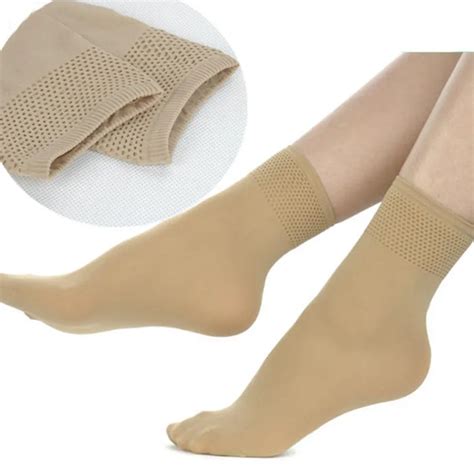 5pairs Lot Autumn Winter High Elastic Velvet Nylon Socks For Women Skin Color Short Socks Anti