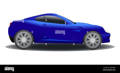 Blue Car Side View Fast Racing Car Modern Flat Vector Illustration