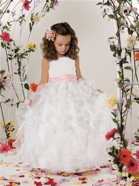Ball Gown Scoop Floor Length White Organza Flower Girl Dress With