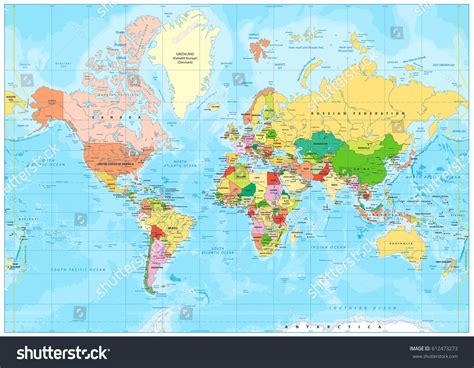 Highly Detailed Political World Map With Royalty Free Stock Vector