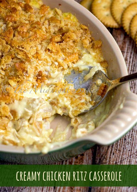 2 sleeves ritz crackers, crushed. The Midnight Baker: Creamy Chicken Ritz Casserole