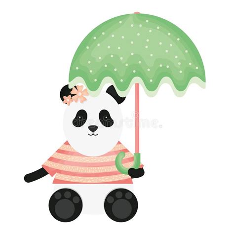 Panda With Umbrella Vector Illustration Stock Vector Illustration Of