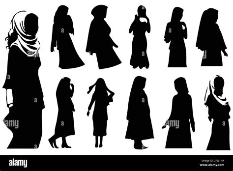 Muslim woman in hijab fashion silhouette vector Stock Vector Image