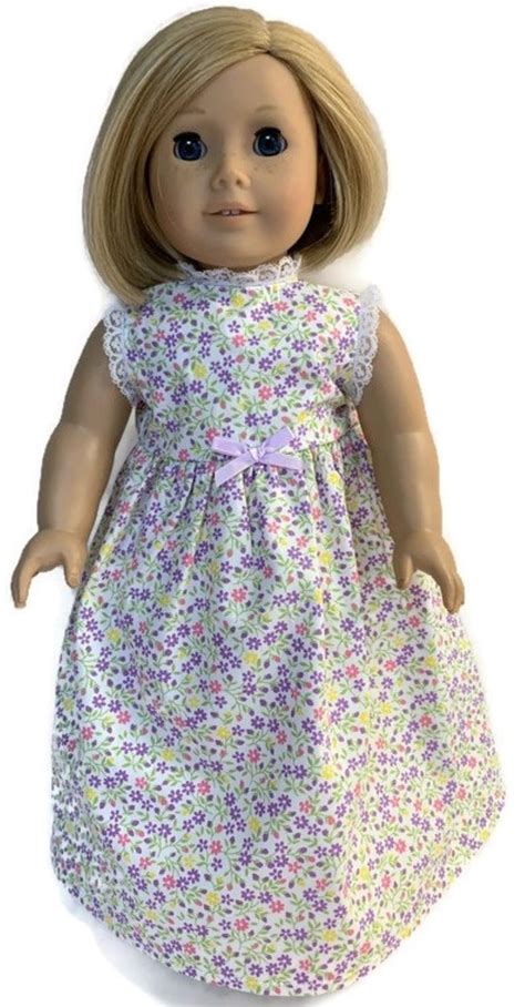 Summer Nightgown Floral Print With Lavender Bow Dori S Doll Boutique