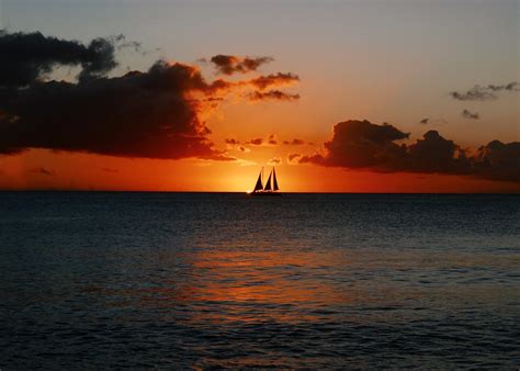 Sailing Ship Sailing Into The Sunset Hd Wallpaper Background Image