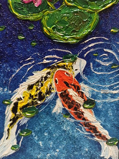 Koi Fish Fengshui Oil Painting Etsy