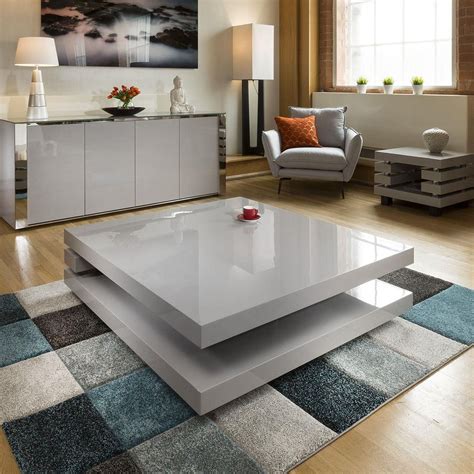 Superb Extra Large Modern Square Grey Gloss 12mt Coffee Table 397e In