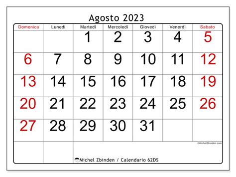 Calendario Agosto 2023 Da Stampare “47ds” Michel Zbinden Ch