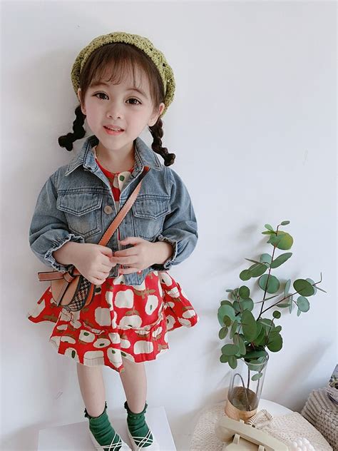 Baby Girl Spring Autumn Clothing Set Denim Jacket Printed Dress Girls