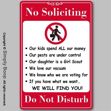 No Soliciting Do Not Disturb Home Security Sign Aluminum Brand New 8