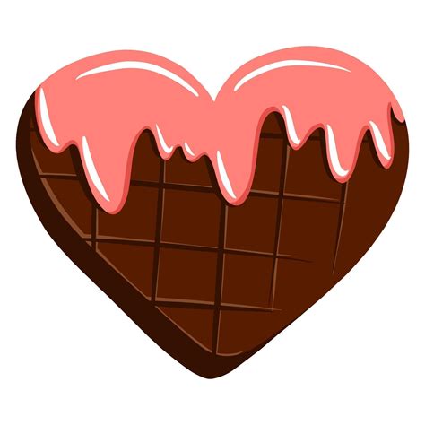 Heart Shaped Chocolate Chocolate With Glaze Valentine S Day T Sweet T Cartoon Style