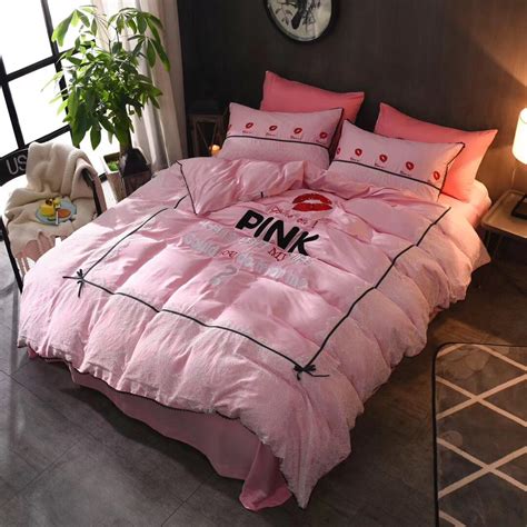 Victoria S Secret Pink Embroidery Egyptian Cotton Bedding Set Model 4 Ebeddingsets