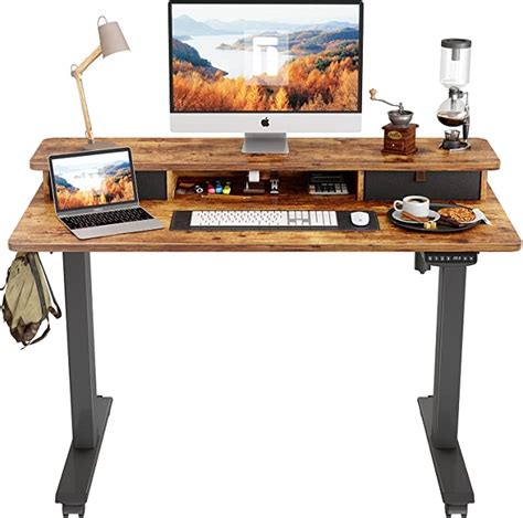 Amazon Com FEZIBO Height Adjustable Electric Standing Desk With Double Drawer X Inch