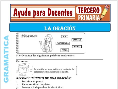 La Oración Para Tercero De Primaria Ayuda Para Docentes