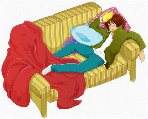 Sick Has Fever Anime Character Cartoon In Armchair Citypng