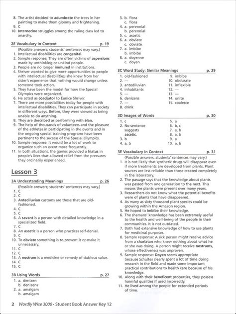 Wordly Wise Book 8 Lesson 7 Answer Key - Wordly Wise 3000 4th Edition Key Book 12 | Educators Publishing Service