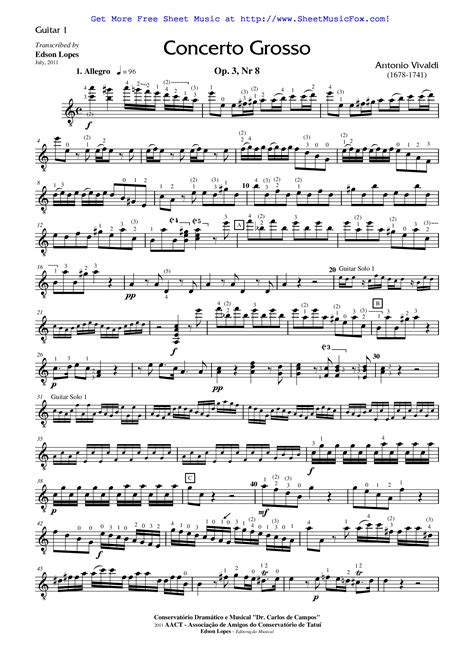 Free Sheet Music For Concerto For 2 Violins In A Minor Rv 522 Vivaldi