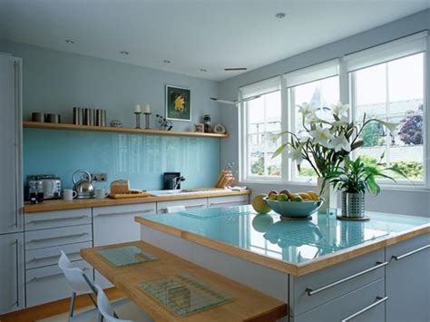 The stylish modern kitchens found in this picture gallery feature modern decor the soft blue color of the walls gives us a bright and refreshing backdrop, making our small kitchen look cheery. How to Add Blue Color to Modern Kitchen Design and Decorating