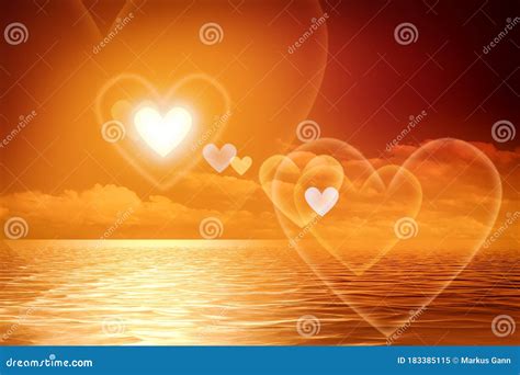 Sunset Heart Shape Stock Image Image Of Abstract Glossy 183385115