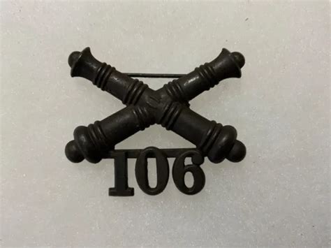 1902 Era Army 106th Artillery Crossed Cannons Enlisted Insignia Pin