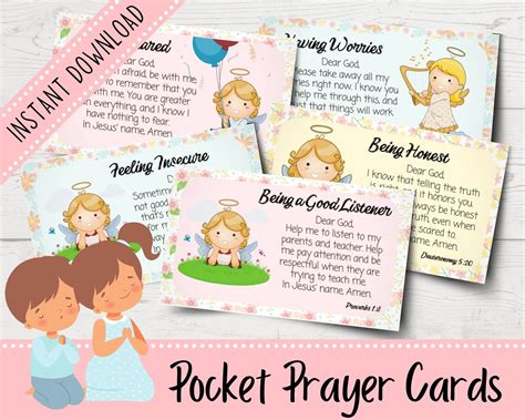 Pocket Prayer Cards For Kids Prayers To God Prayers For Etsy