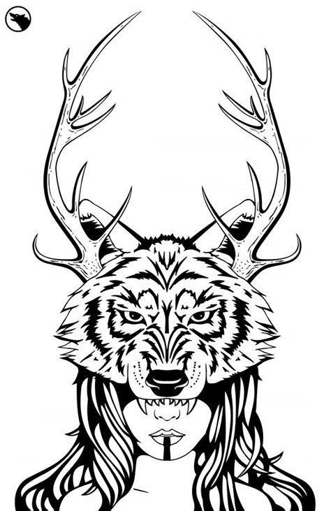 Half zen wolf coloring page. Pin on Printables etc.