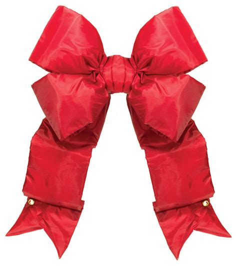 Red Structural Bow With Tail Traditional Christmas Ornaments By