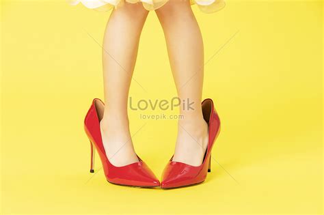Girl Wearing Mothers Red High Heels Picture And Hd Photos Free