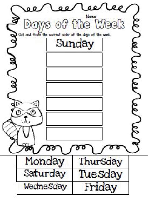 Days Of The Week Worksheet Activities 101 Activity Preschool
