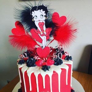 Betty Boop Centerpiece Birthday Party Decorations Candy Bar Etsy Birthday Cake Toppers Th