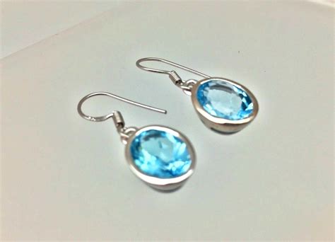 Blue Topaz Earrings 925 Sterling Silver By Fireandicesilver