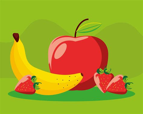 Apple Banana And Strawberry 2622059 Vector Art At Vecteezy