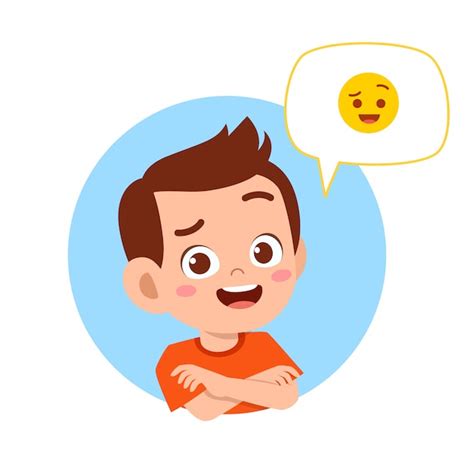Premium Vector Happy Cute Kid Boy With Emoji Expression