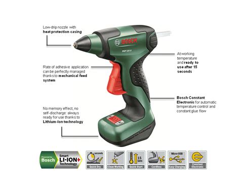 Bosch Pkp 3 6 Li Cordless Glue Gun With Integrated 3 6 V Lithium Ion Battery Uk Diy