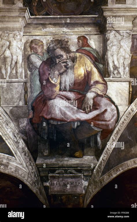 Michelangelo Jeremiah Nthe Prophet Jeremiah Fresco From The Sistine
