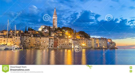 Coastal Town Of Rovinj Istria Croatia In Sunset Stock Photo Image