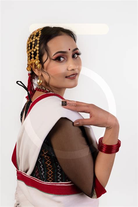 portrait of newari girl with traditional newari dress and makeup photos nepal