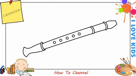 How To Draw A Flute Easy Step By Step For Kids Beginners Children 3