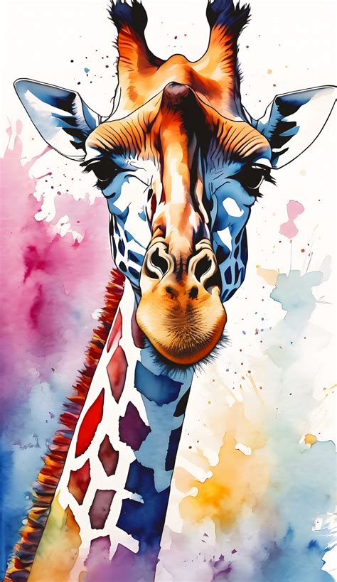 Giraffe Watercolor Art Illustration Free Stock Photo Public Domain