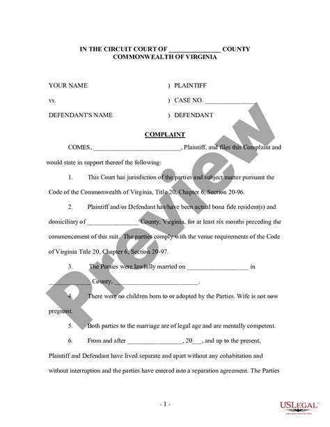 Bill Of Complaint For Divorce US Legal Forms